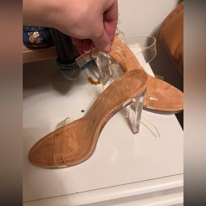 Transparent Strap Tan Heels